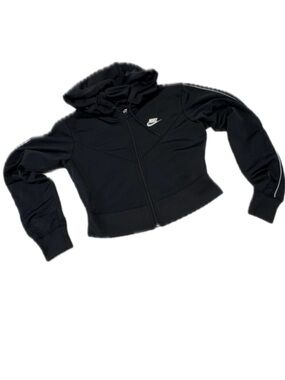 Nike Sportswear Heritage Black Cropped Full Zip Hoodie Jacket Womens Small S